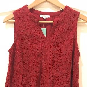 Skies are Blue Lace Split Neck Blouse